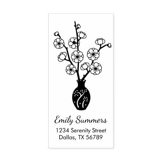 Sakura Cherry Blossom Vase Adres Rubberstempel (Afrduk)