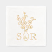 Sakura Cherry Blossom Vase Wedding Monogram Folie Servetten (Voorkant)