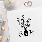 Sakura Cherry Blossom Vase Wedding Monogram Rubberstempel