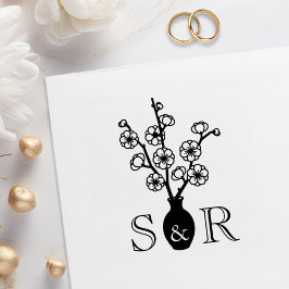 Sakura Cherry Blossom Vase Wedding Monogram Rubberstempel