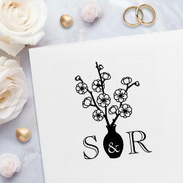 Sakura Cherry Blossom Vase Wedding Monogram Zelfinktende Stempel