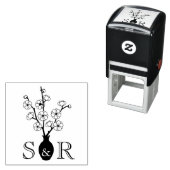 Sakura Cherry Blossom Vase Wedding Monogram Zelfinktende Stempel (In situ)
