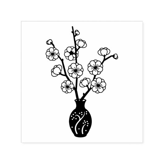 Sakura Cherry Blossom Vase Zelfinktende Stempel (Design)