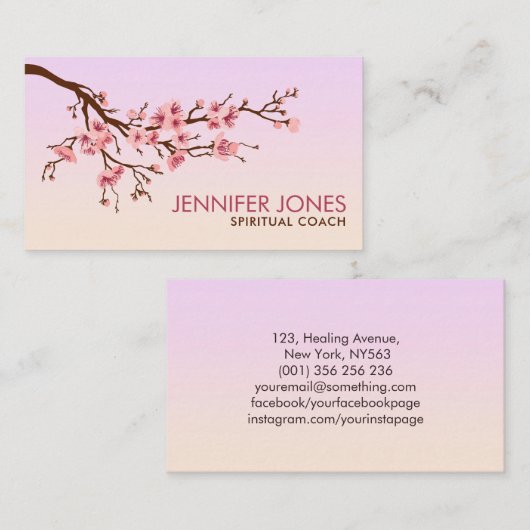 Sakura - Cherry Blossom - zachte roze pastels Visitekaartje (Voorkant / Achterkant)