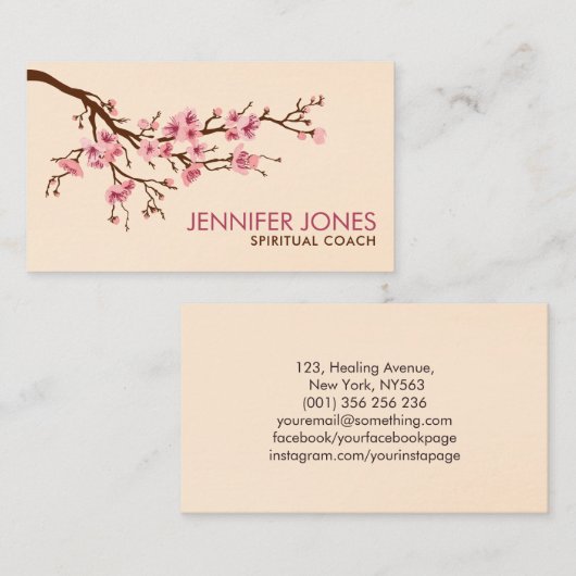 Sakura - Cherry Blossom - zachte roze pastels Visitekaartje (Voorkant / Achterkant)