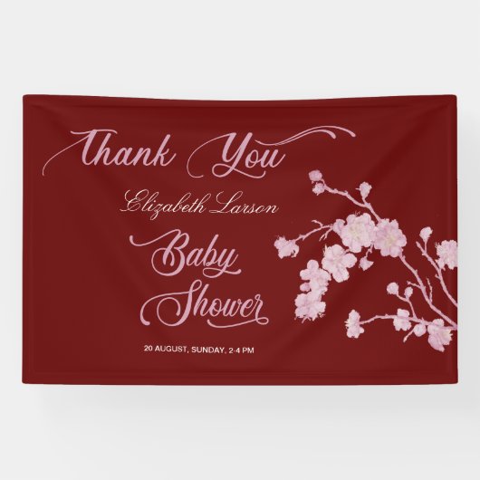 Sakura Cherry Blossoms Baby shower Bourgogne Spandoek (Horizontaal)