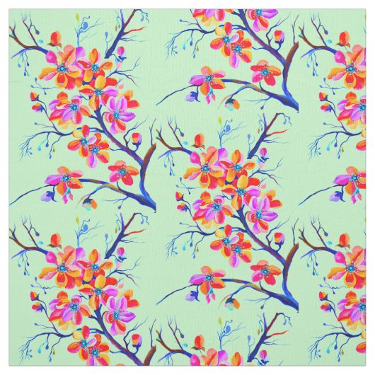 Sakura Cherry Flower Blossom in Bold Colors Stof (Swatch)