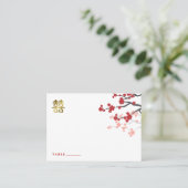 Sakura Double Happiness Chinese Wedding Place Card Plaatskaartje (Staand voorkant)