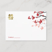 Sakura Double Happiness Chinese Wedding Place Card Plaatskaartje (Voorkant)