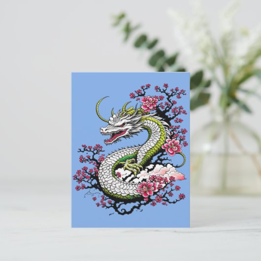 Sakura Dragon Briefkaart (Staand voorkant)