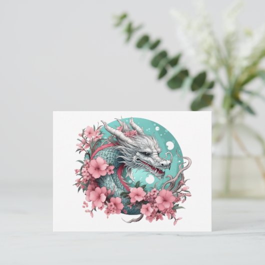 Sakura Dragon Briefkaart (Staand voorkant)