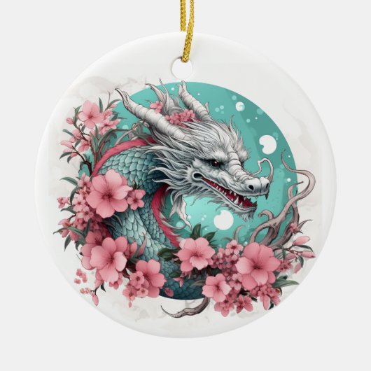Sakura Dragon Keramisch Ornament (Voorkant)