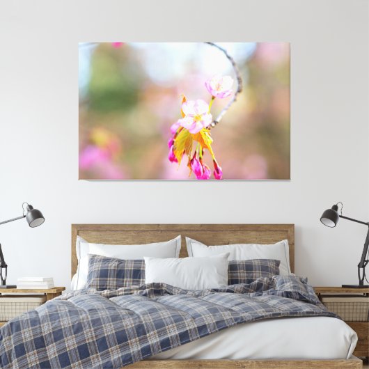 Sakura drijft op een twijg. Time Helix Canvas Afdruk (Insitu (Slaapkamer))