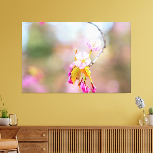 Sakura drijft op een twijg. Time Helix Canvas Afdruk (Insitu (Woonkamer))
