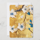 Sakura en Blauwe Tortelduifjes op GOUDEN Bruiloft Kaart (Achterkant)