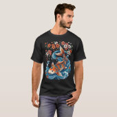 Sakura en stromend water Japans ontwerp T-shirt (Voorkant volledig)