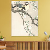 Sakura- en vogel Schilderij uit het verleden Canvas Afdruk (Insitu (Woonkamer))