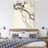 Sakura- en vogel Schilderij uit het verleden Canvas Afdruk (Insitu (Slaapkamer))