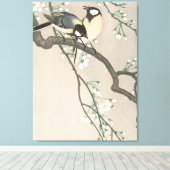 Sakura- en vogel Schilderij uit het verleden Canvas Afdruk (Insitu (Houten vloer))