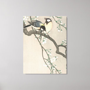 Sakura- en vogel Schilderij uit het verleden Canvas Afdruk