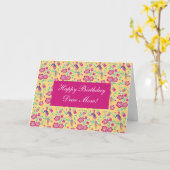 Sakura Floral Batik Happy Birthday Mam Card Kaart (Gele Bloem)