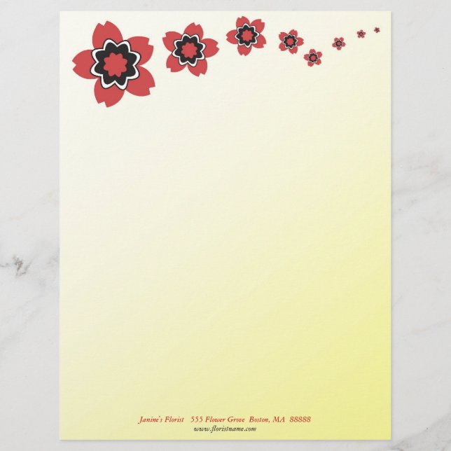 Sakura Floral Cherry Blossom Letterhead Briefhoofd (Voorkant)
