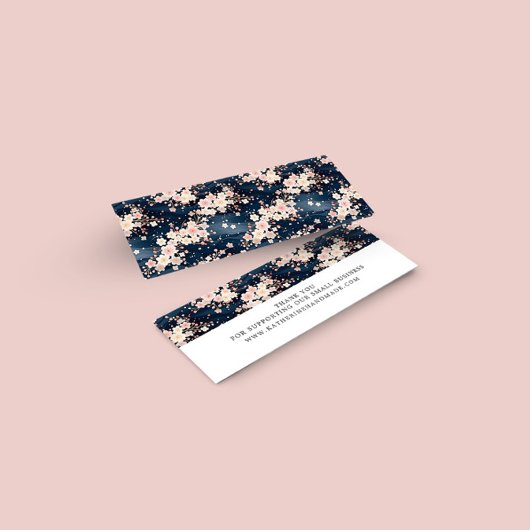 Sakura Floral Navy Small Business Dank u kaart