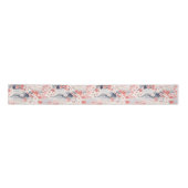 Sakura Floral Navy Waves Satijnen Lint (Voorkant)