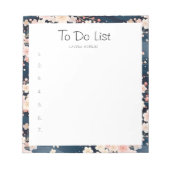 Sakura Floral Navy Waves To-Do lijst Notitieblok (Voorkant)