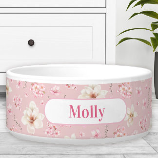 Sakura Floral Pattern Voornaam Roze Pet Bowl Voerbakje