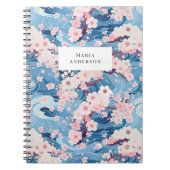 Sakura Floral Wavy Lines Monogram Notitieboek (Voorkant)