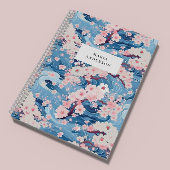 Sakura Floral Wavy Lines Monogram Notitieboek