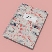 Sakura Floral Wavy Lines Monogram Notitieboek
