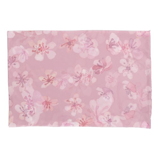Sakura Flower Cherry Waterverf Textuur Kussensloop (Voorkant)
