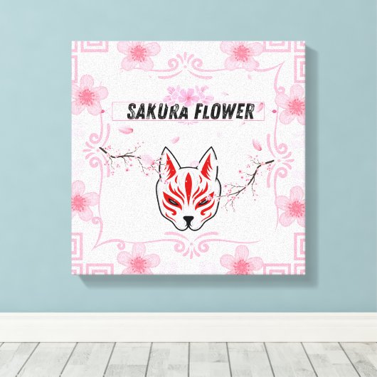 Sakura Flower - De schoonheid van de Japanse kerse Canvas Afdruk (Insitu (Houten vloer))