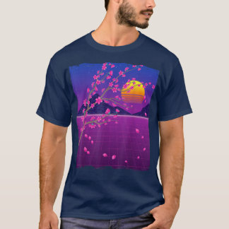 Sakura Flower Japan 80's Vaporwave Sunset Cherry B T-shirt