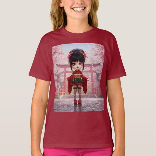 Sakura Flower Kawaii Doll T-shirt (Voorkant)