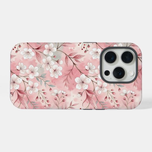 Sakura Flower Pattern Pink iPhone Hoesje (Achterkant horizontaal)