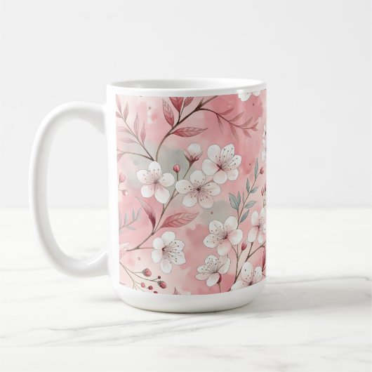 Sakura Flower Pattern Pink Koffiemok (Links)