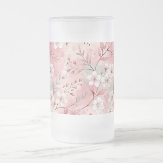 Sakura Flower Pattern Pink Matglas Bierpul (Center)