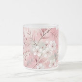 Sakura Flower Pattern Pink Matglas Koffiemok (Voorkant rechts)