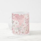 Sakura Flower Pattern Pink Matglas Koffiemok (Voorkant links)