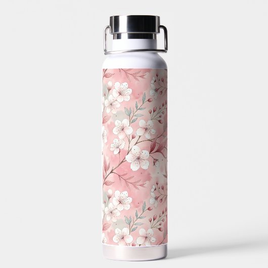 Sakura Flower Pattern Pink Waterfles (Achterkant)