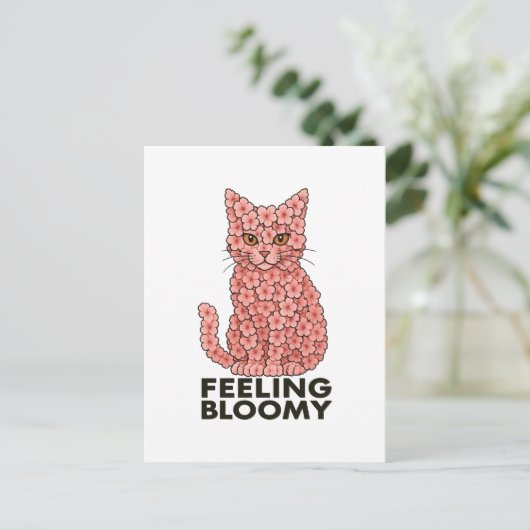 Sakura Flowers Cat Feeling Bloomy Briefkaart (Staand voorkant)