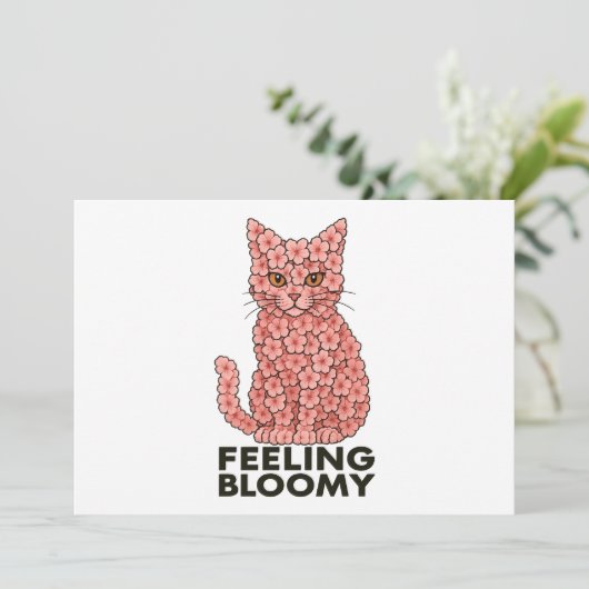 Sakura Flowers Cat Feeling Bloomy Kaart (Staand voorkant)