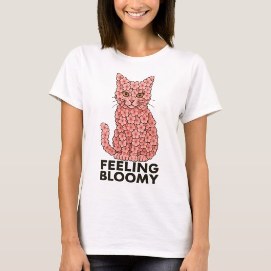 Sakura Flowers Cat Feeling Bloomy T-shirt (Voorkant)