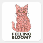 Sakura Flowers Cat Feeling Bloomy Vierkante Sticker (Voorkant)