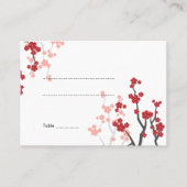 Sakura Flowers Red Cherry Blossom Asian Wedding Plaatskaartje (Voorkant)