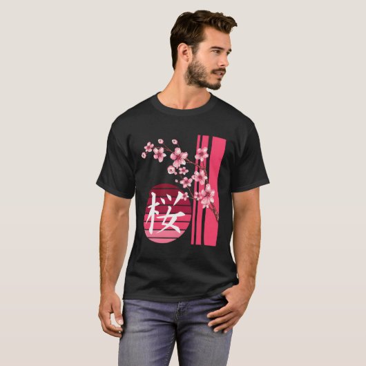 Sakura Flowers Spring Cherry Blossom Japans Kan T-shirt (Voorkant volledig)