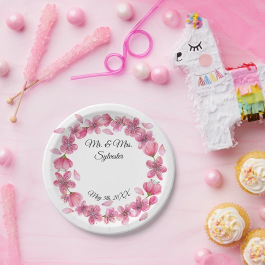 Sakura Flowers Wedding Reception Paper Bord 7" (Feest)